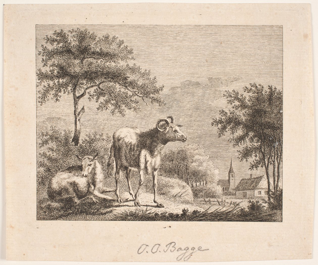 Paysage avec moutons - Oluf Olufsen Bagge