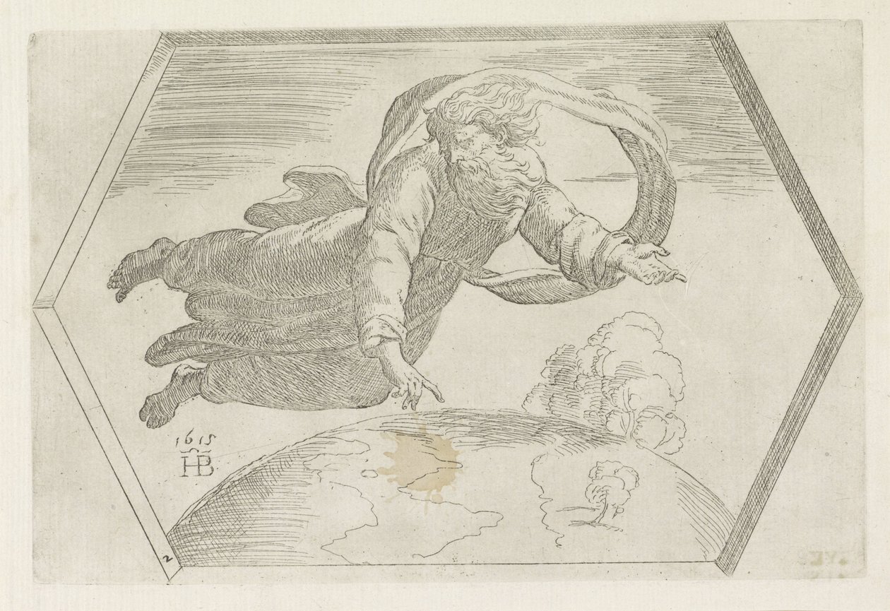 Création du ciel et de la terre (Schilderingen in de Loggia van Rafaël) - Orazio Borgianni