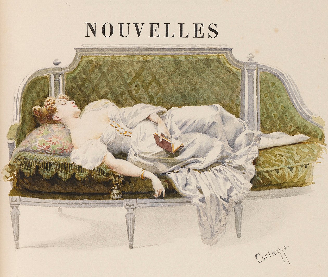 Page de titre pour Nouvelles par Alfred de Musset, 1887 - Oreste Cortazzo