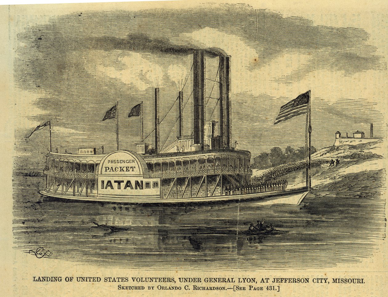 Débarquement des volontaires des États-Unis, sous le général Lyon, à Jefferson City, Missouri - Orlando C. Richardson