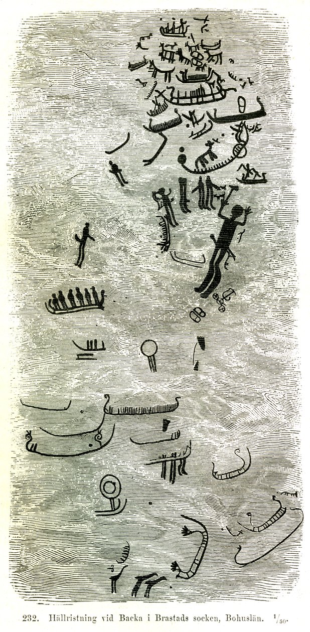 Gravure rupestre à Backa dans la paroisse de Brastad, Bohuslän - Oscar Montelius