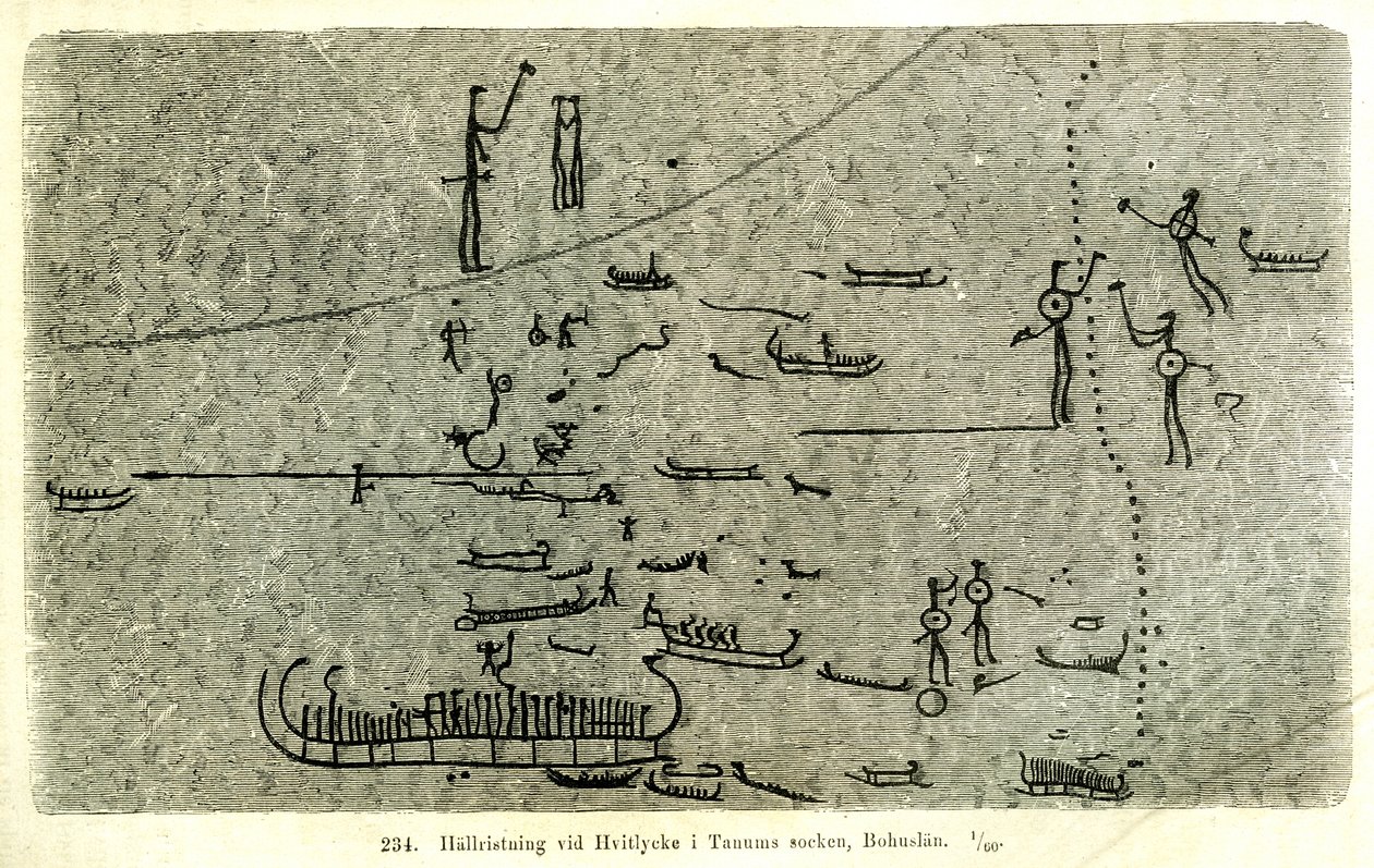 Gravure rupestre à Vitlycke dans la paroisse de Tanum, Bohuslän - Oscar Montelius