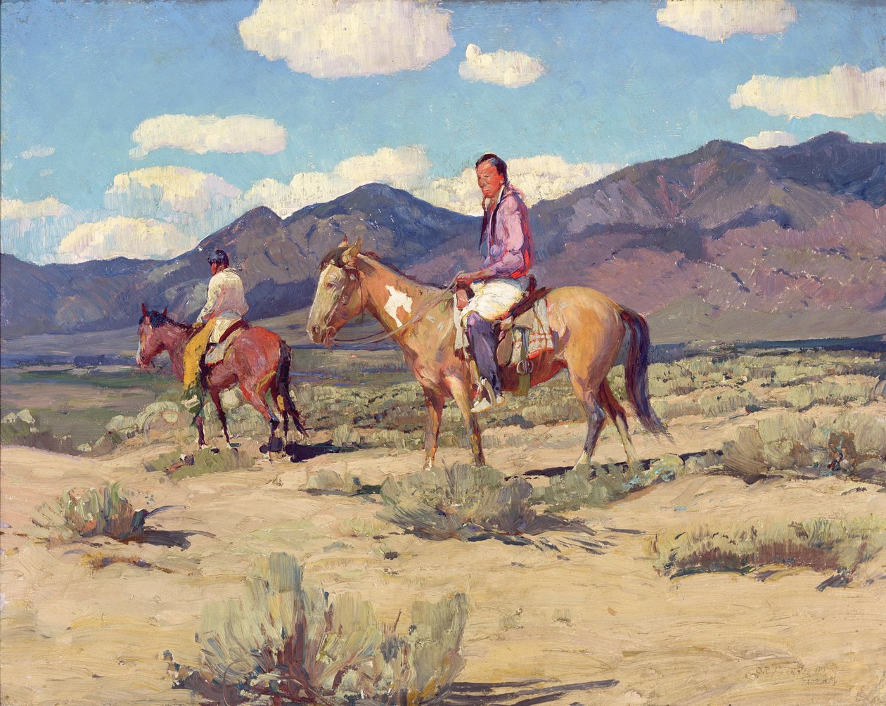 Braves des montagnes de Taos (huile sur carton) - Oscar Edward Berninghaus