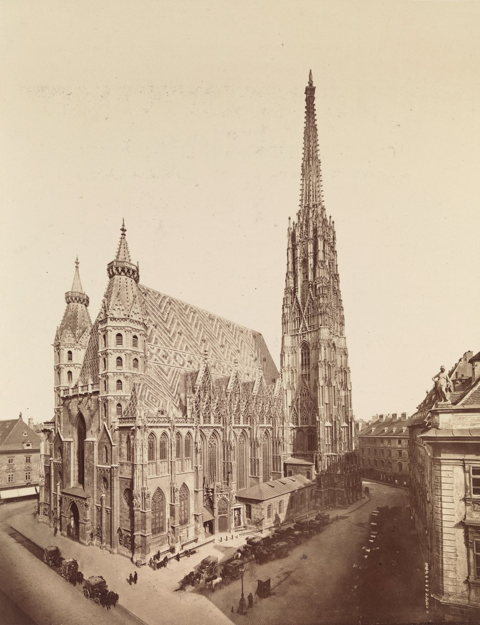 1er, Stephansplatz 1 - cathédrale Saint-Étienne - façades ouest et sud - vue en plongée - Oscar Kramer