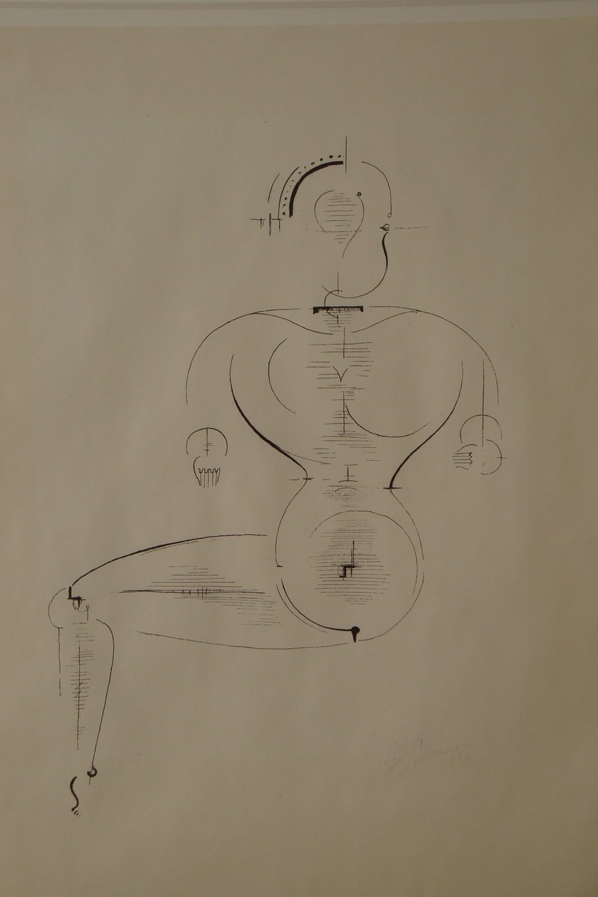 Figure de côté : Figure H2 assise, 1921 - Oskar Schlemmer