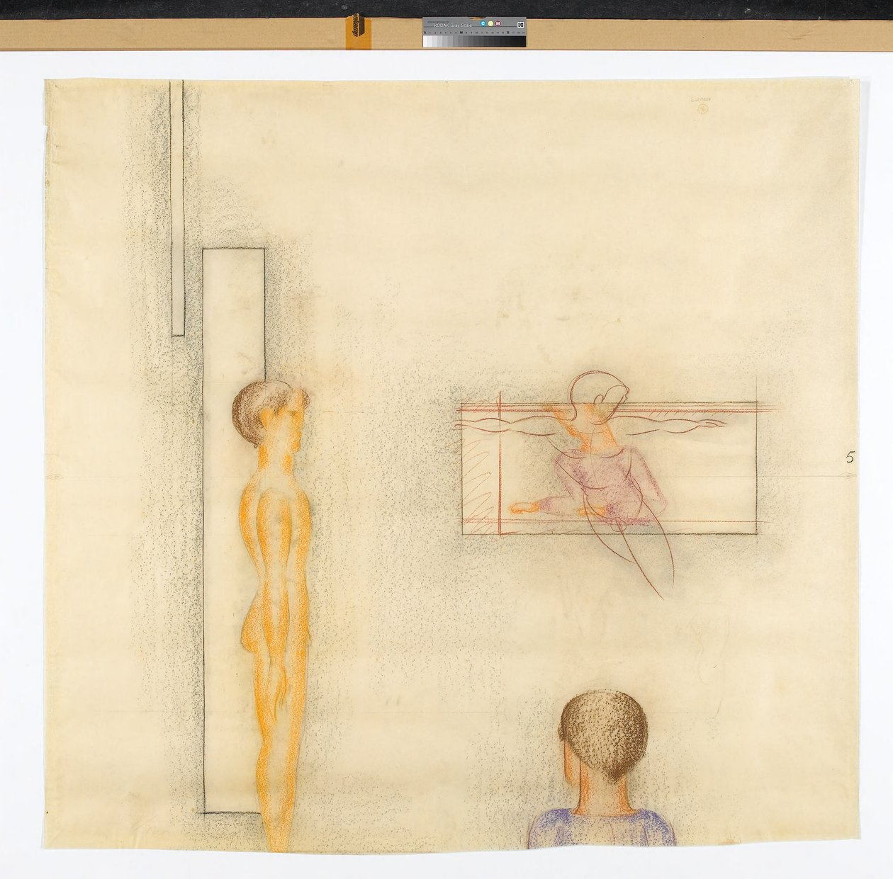 Folkwang-Zyklus: Dreiergruppe mit Schwebendem - Oskar Schlemmer