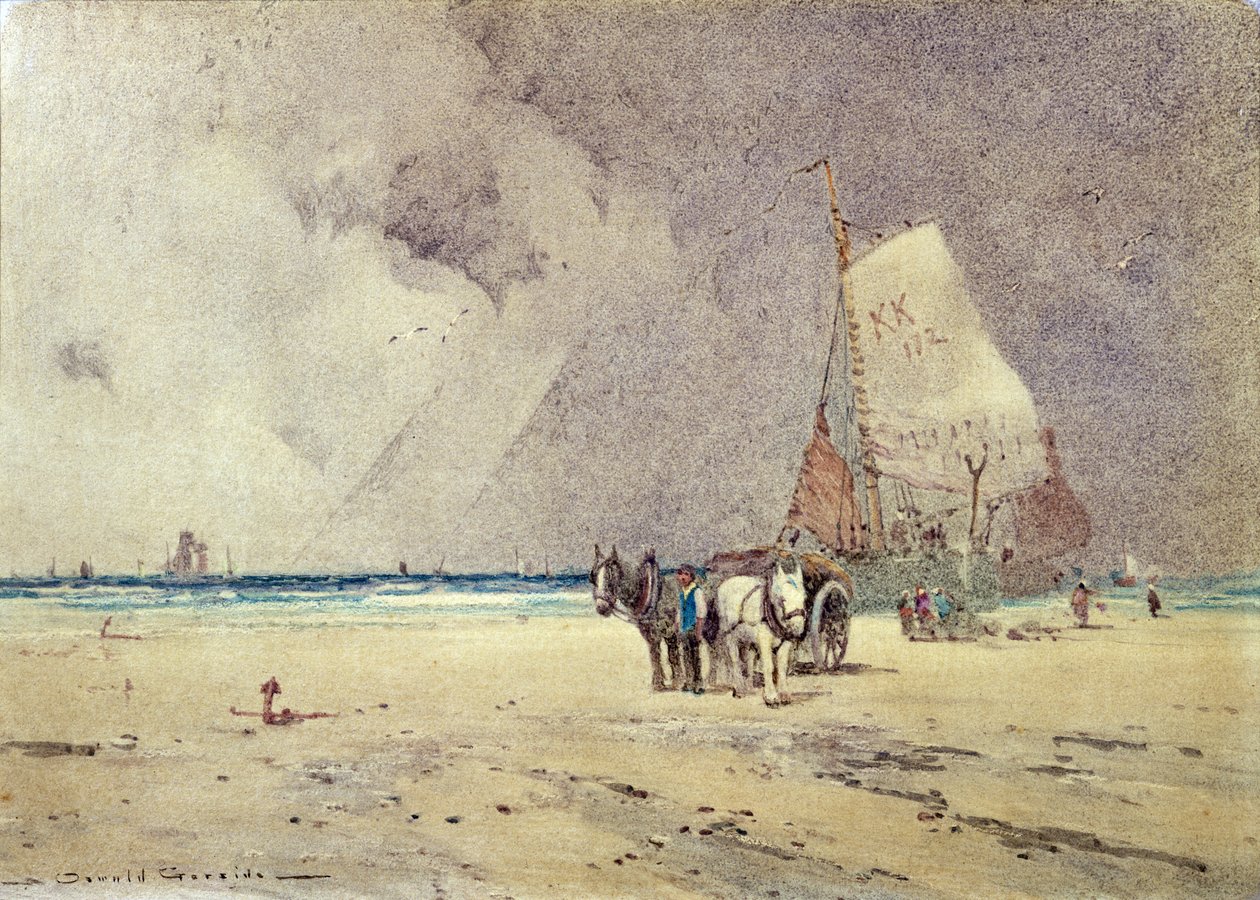 Scène de plage en hiver - Oswald Garside