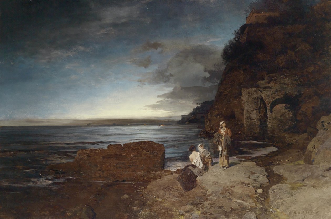 French : Soirée sur la côte - Oswald Achenbach