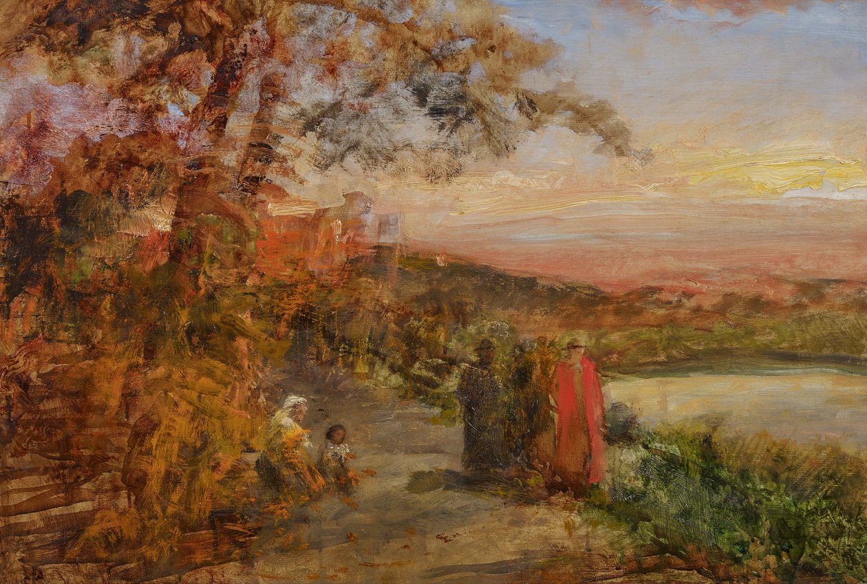 Oswald Achenbach Cardinaux au-dessus du lac d