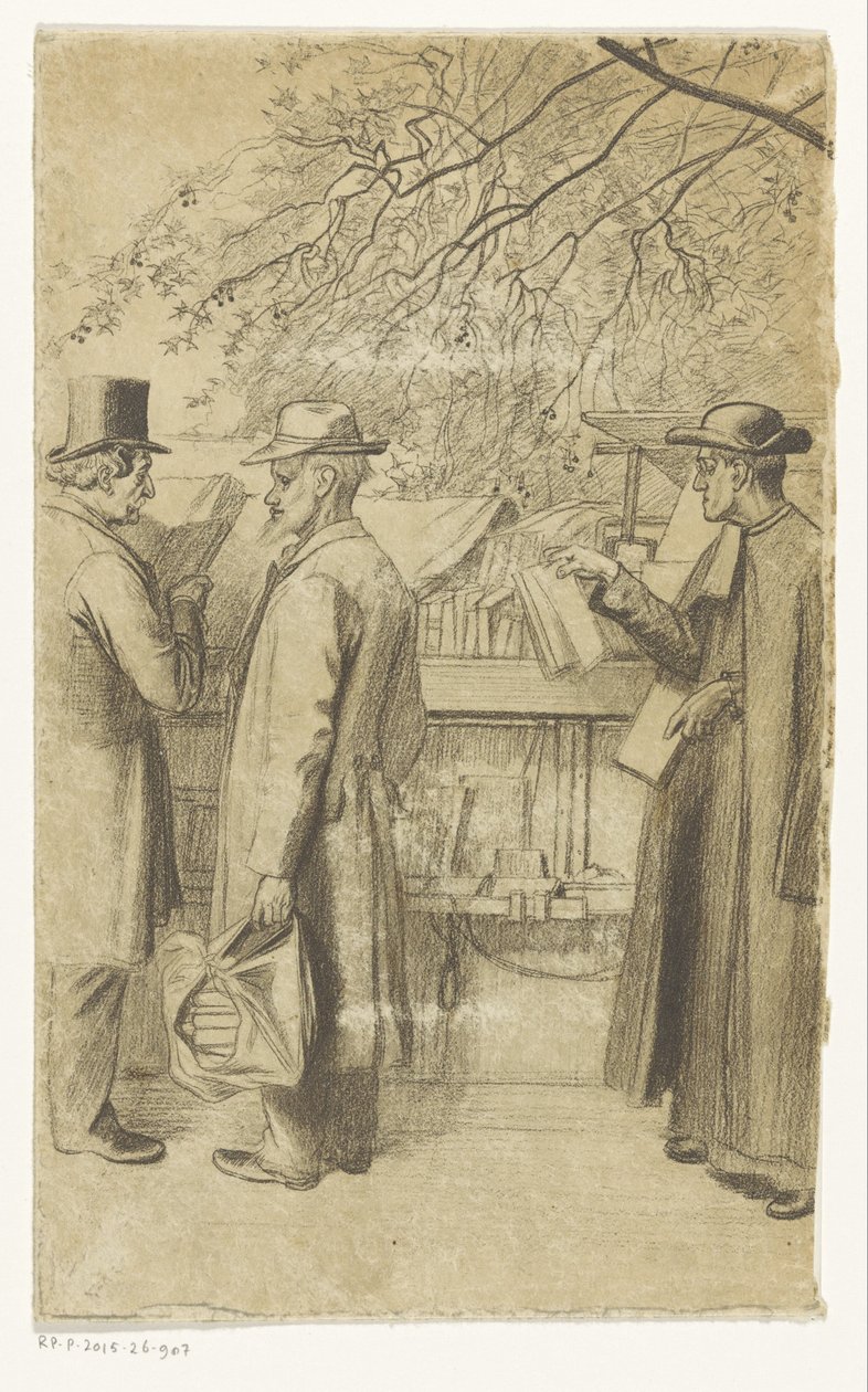 Personnes devant un étal de livres sur un quai à Paris - Oswald Heidbrinck