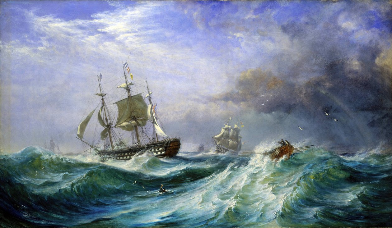 Un homme en mer, lançant de l