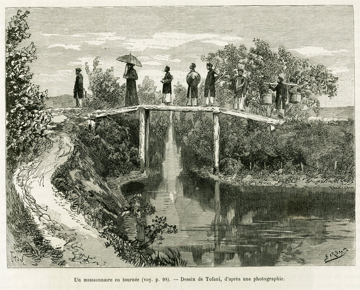 Un missionnaire en tournée. Gravure de Tofani, pour illustrer l
