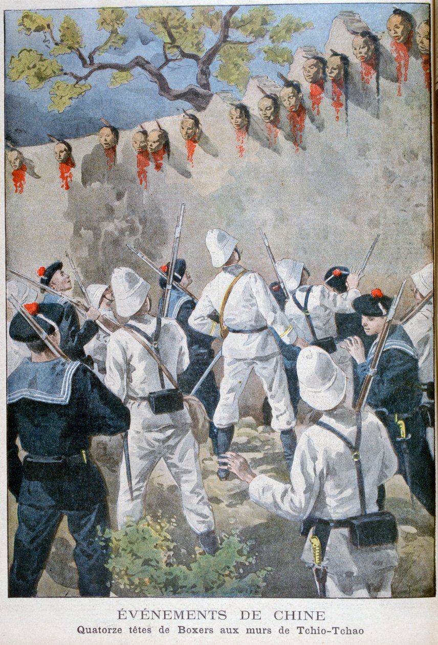 Quatorze têtes de boxeurs sur les murs de Tchio-Tchao, Chine - Oswaldo Tofani