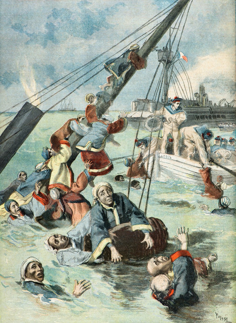 Des marins français sauvent des soldats chinois de la noyade - Oswaldo Tofani