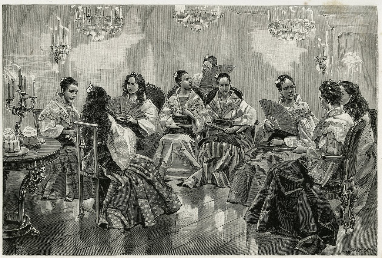 Foire commerciale chinoise, Daraga, Philippines. Gravure pour illustrer l