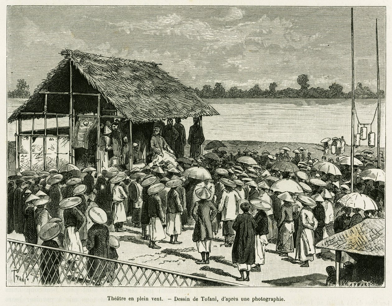 Théâtre dans le vent. Gravure pour illustrer l