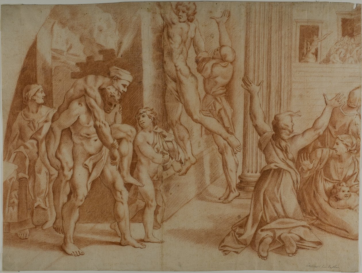 Incendie du Borgo (recto) ; Légère esquisse de l