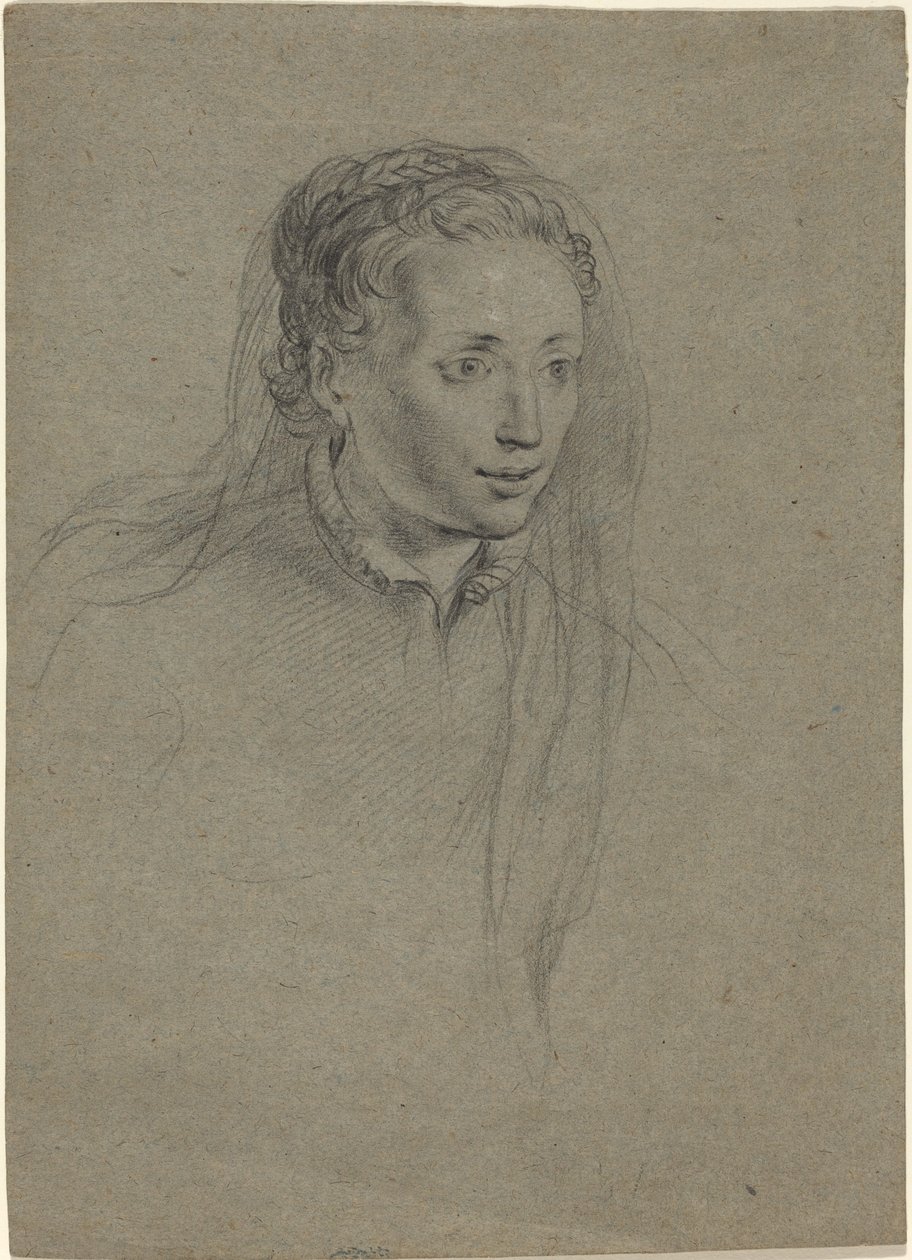 Jeune Femme avec Cheveux Tressés et Voile - Ottavio Leoni