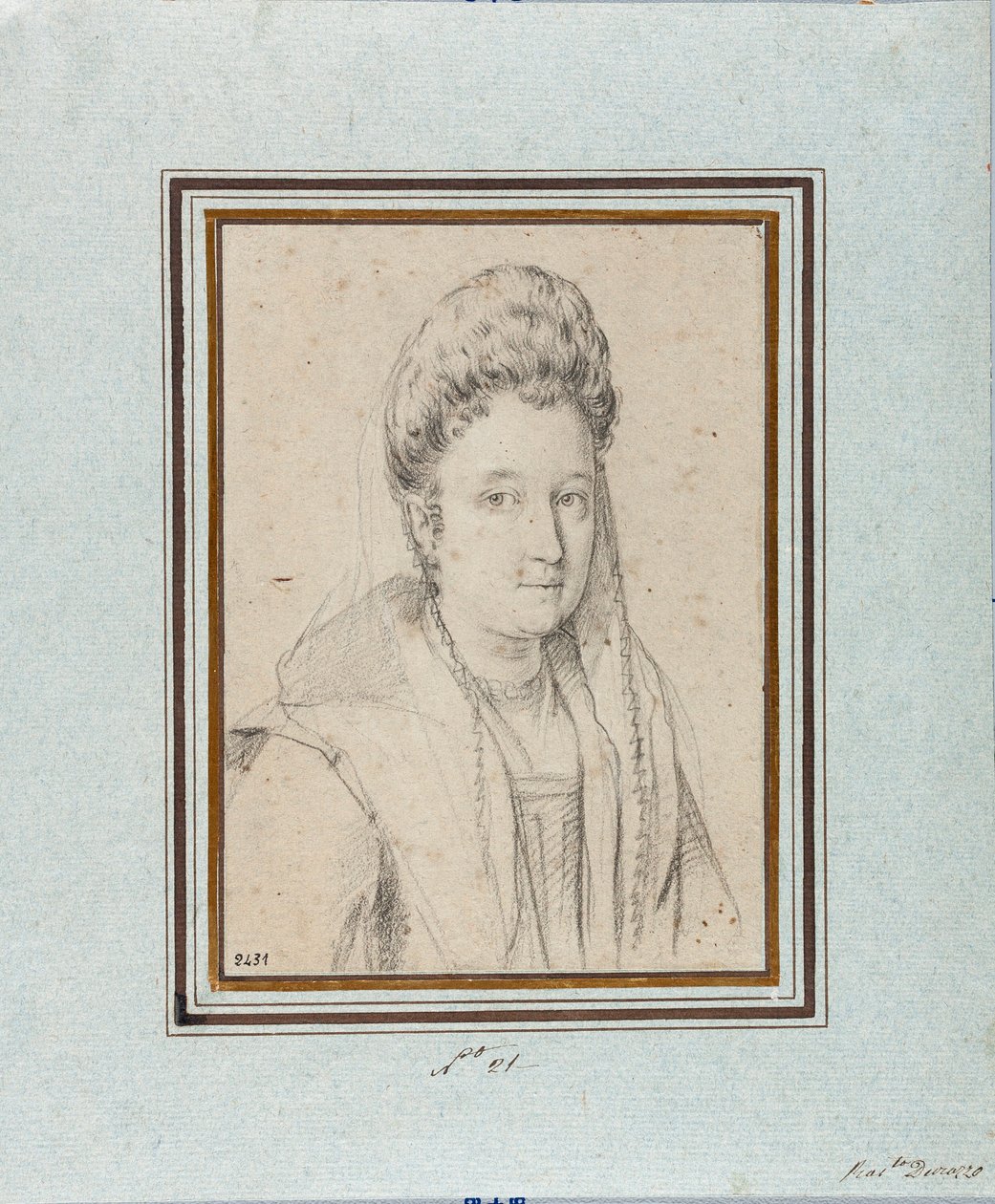 Portrait de Costanza Sforza di Santa Flora (1550-1617), Duchesse de Sora et épouse de Giacomo Boncompagni Dessin par Ottavio Leoni (1578-1630) Gênes, Musei di Strada Nuova, inv 2431 - Ottavio Mario Leoni