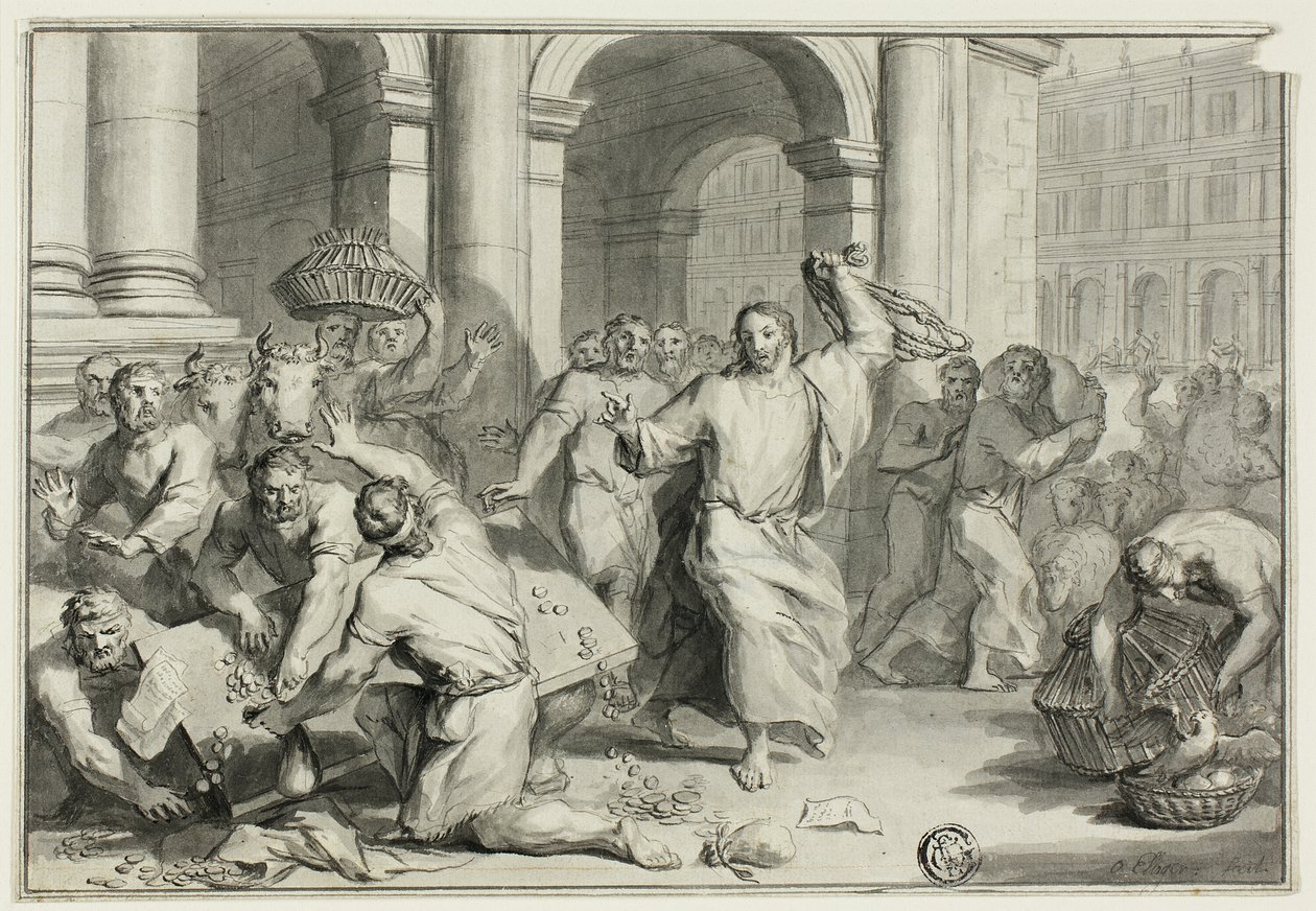 Le Christ chasse les changeurs du temple - Ottmar Elliger the Younger