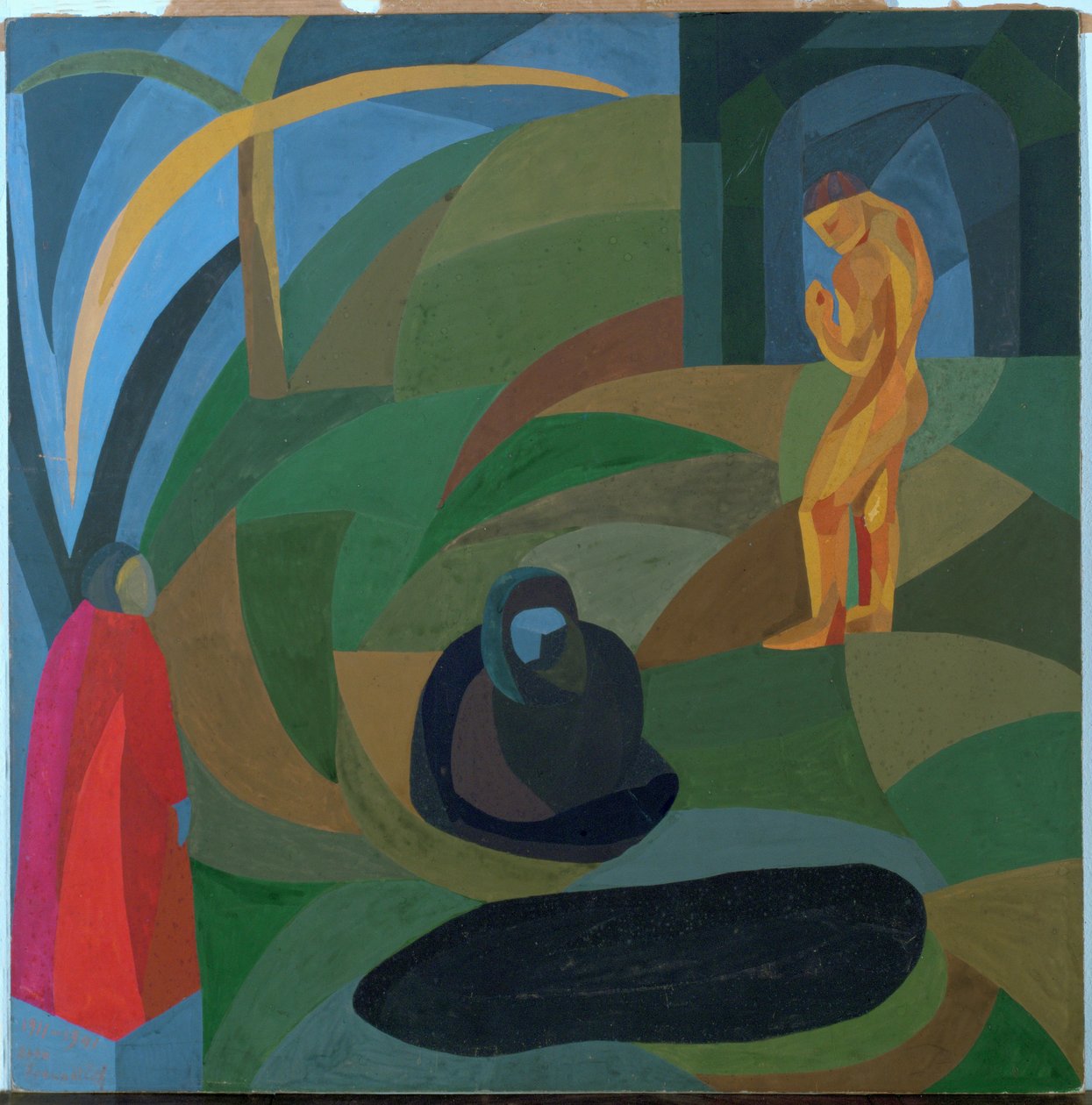 Composition avec trois personnes (gouache) - Otto Freundlich