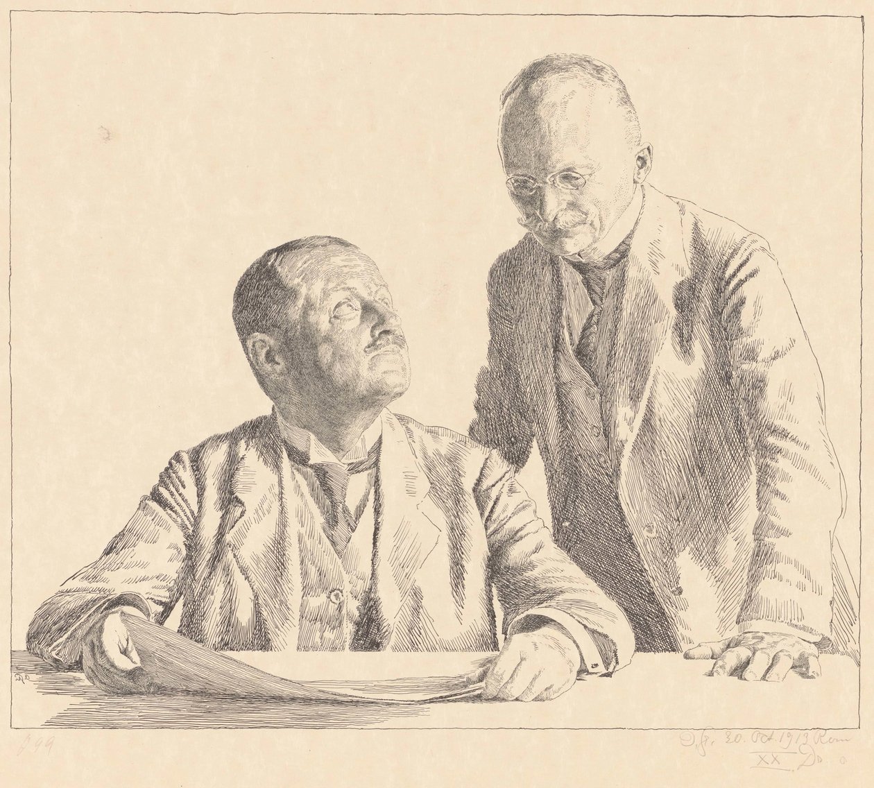 Double portrait des collectionneurs Guido von Usedom et Gustav von Houwald - Otto Greiner (signed by artist)