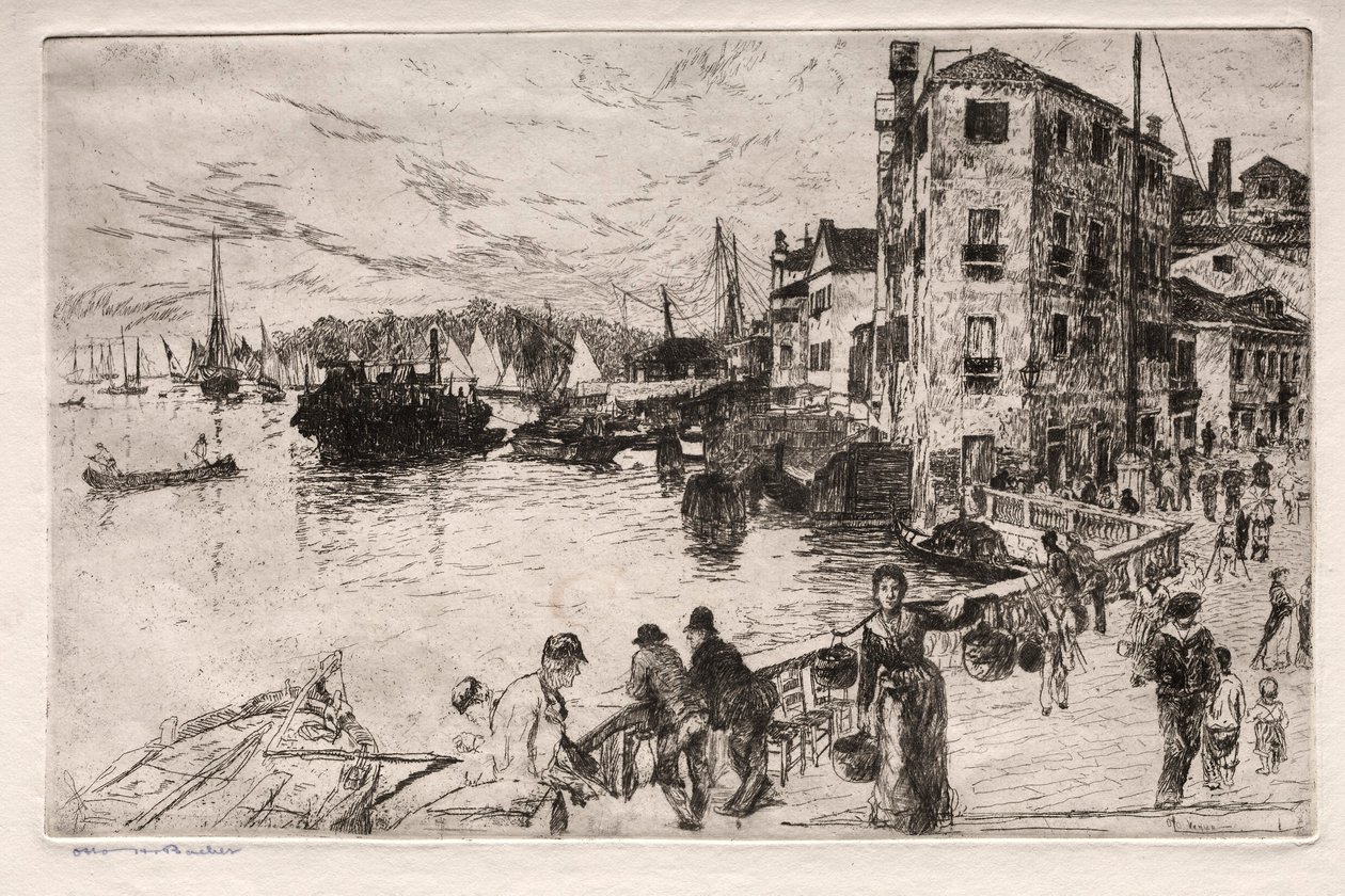 Eaux-fortes de Venise : Quartiers de Castello, Riva, 19ème siècle - Otto H. Bacher