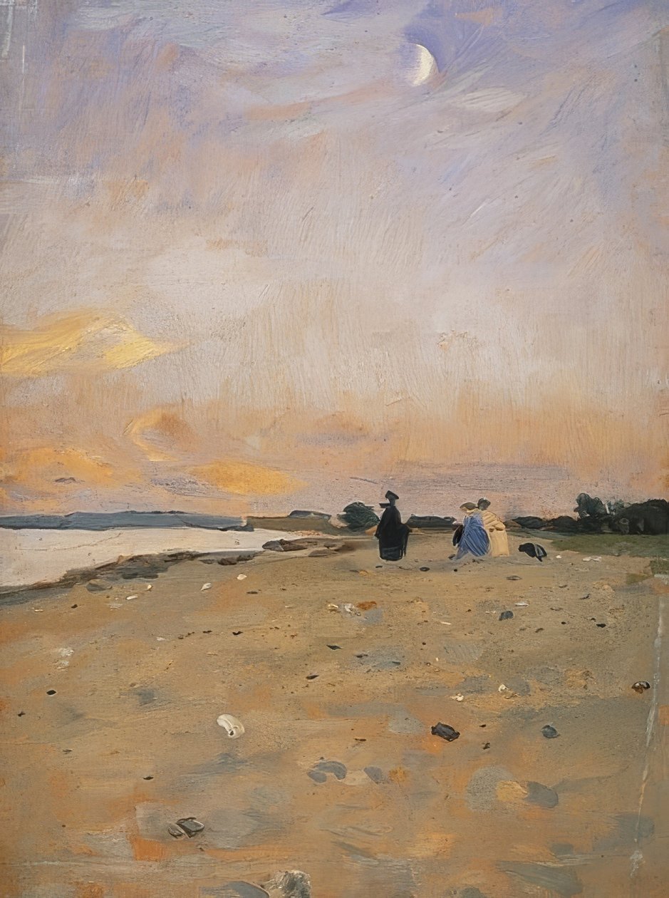 Paysage fluvial avec croissant de lune (Paysage côtier sur Juist), 1885 ou vers 1889 - Otto Modersohn