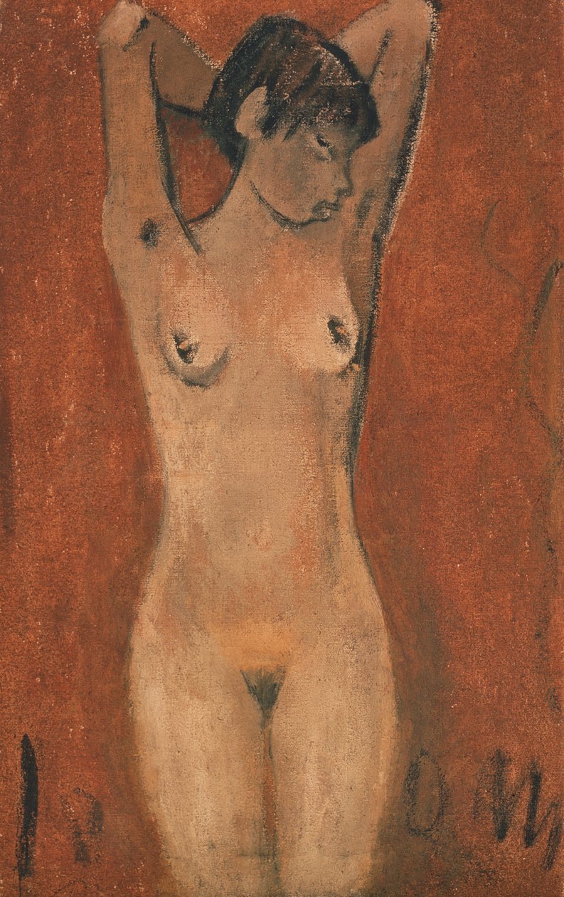 Nu féminin sur un fond brun - Otto Mueller