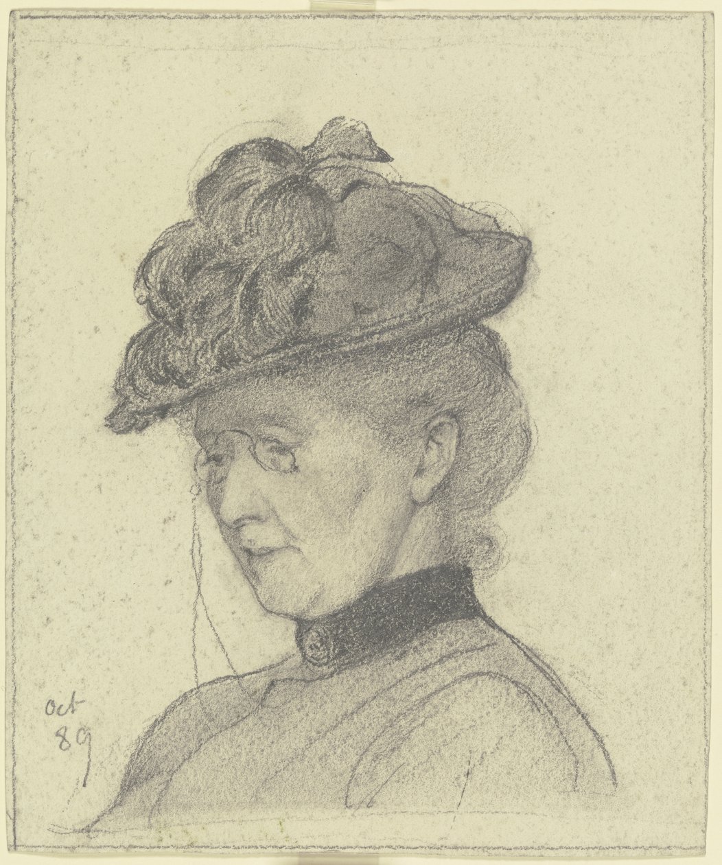 Portrait de Luise Scholderer avec chapeau - Otto Scholderer