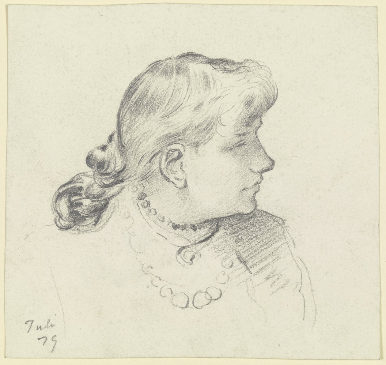 Tête de jeune fille de profil - Otto Scholderer