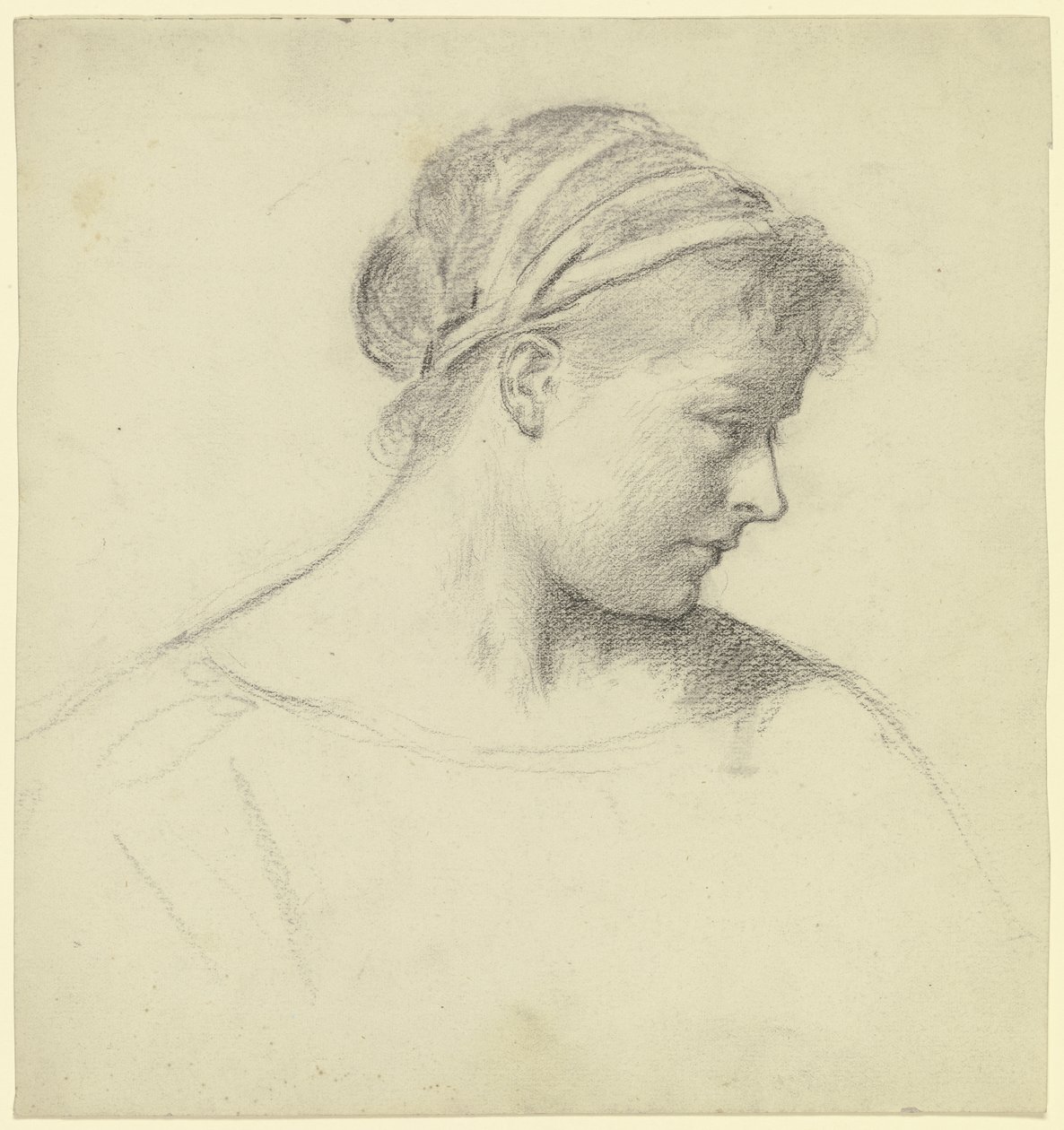 Tête de la femme assise tirée de « Préparation pour le bal costumé » - Otto Scholderer