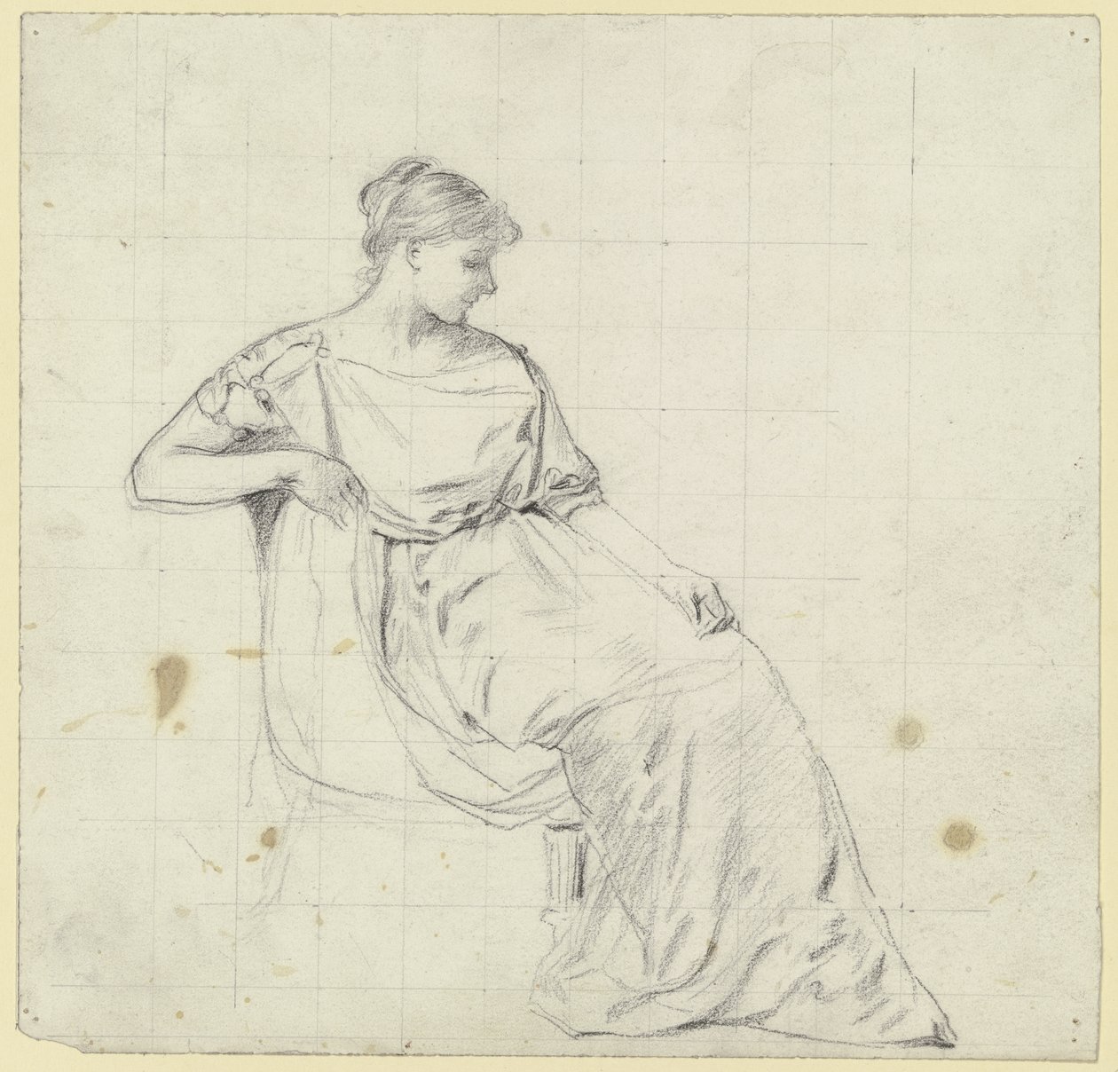 Femme assise de « Préparation pour le bal costumé » - Otto Scholderer
