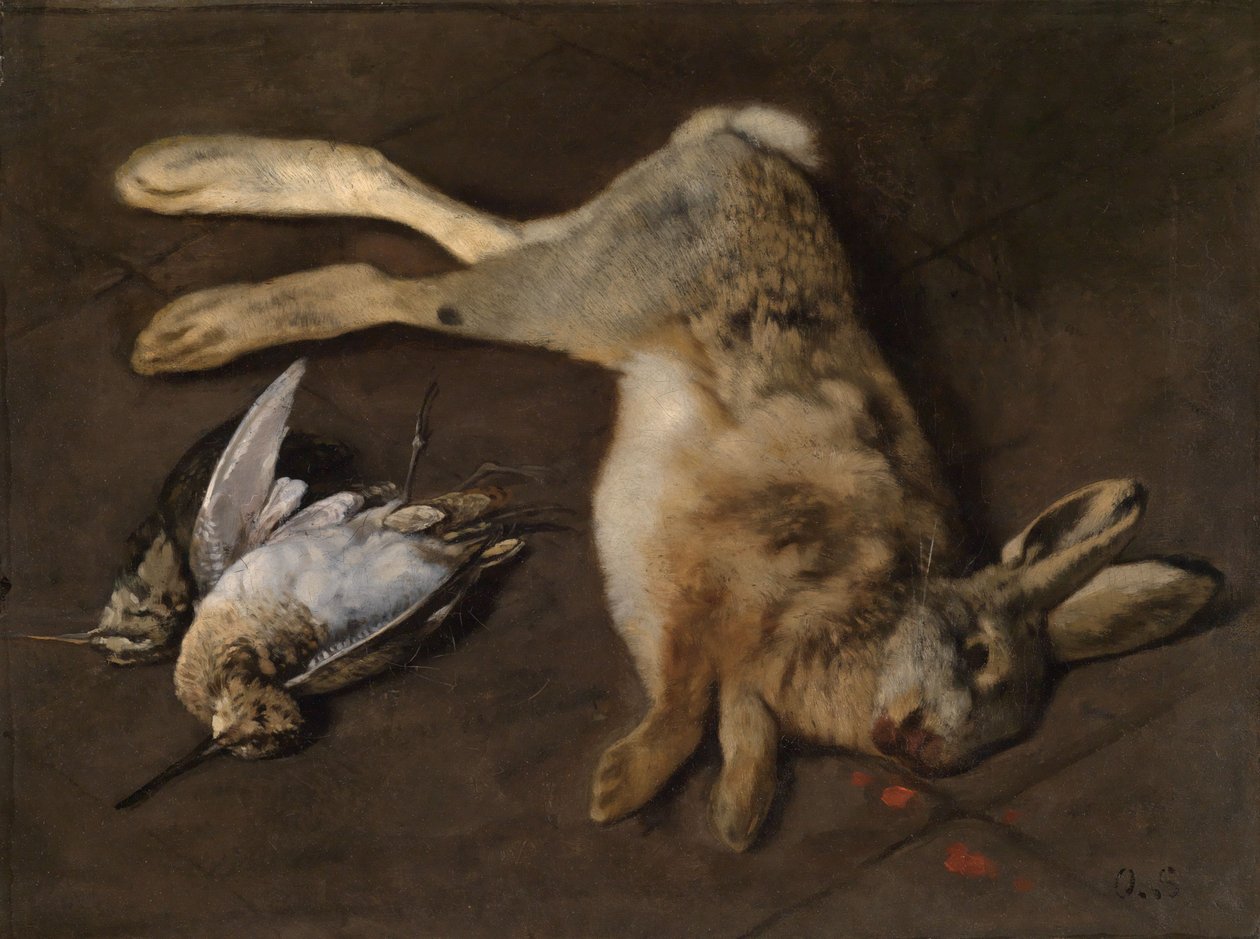 Nature morte aux bécasses et à un lièvre - Otto Scholderer
