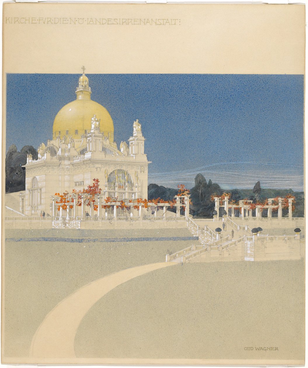Église Saint-Léopold au Steinhof, projet de concours, perspective - Otto Wagner