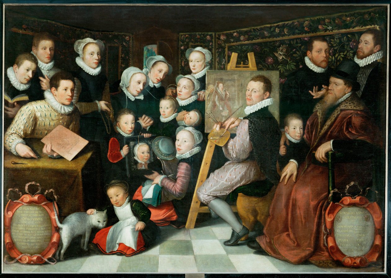 Otto Venius peignant entoure des siens … - Otto van Veen
