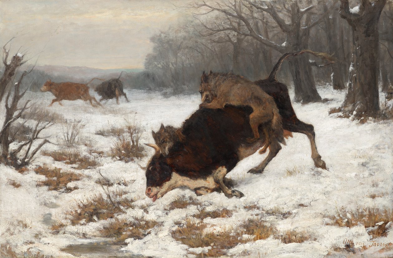 Une vache attaquée par des loups - Otto von Thoren