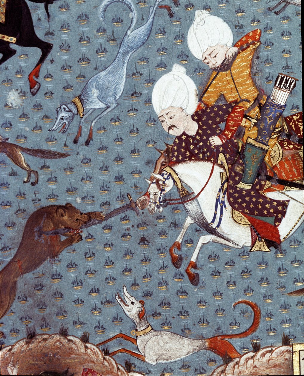 Représentation des courtisans du sultan Murad II chassant le faon (détail) - Ottoman School