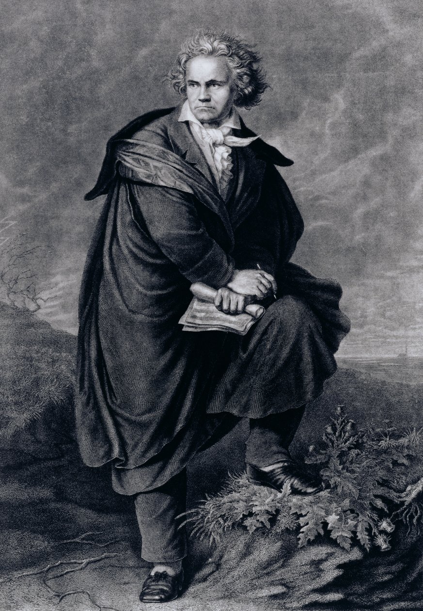 Ludwig van Beethoven (1770-1827), compositeur allemand, gravé par Paul Barfus (1823-95) - P. Schworer