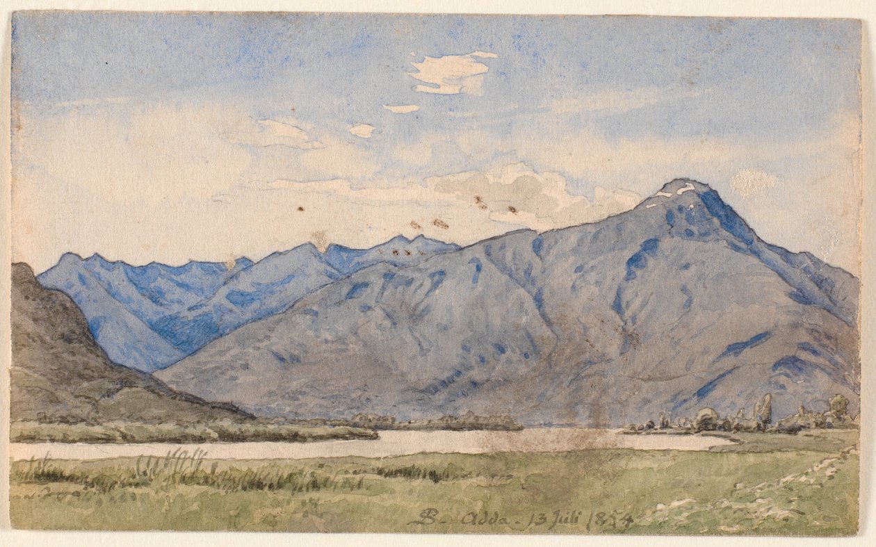 Paysage italien avec une rivière et des montagnes - P.C. Skovgaard