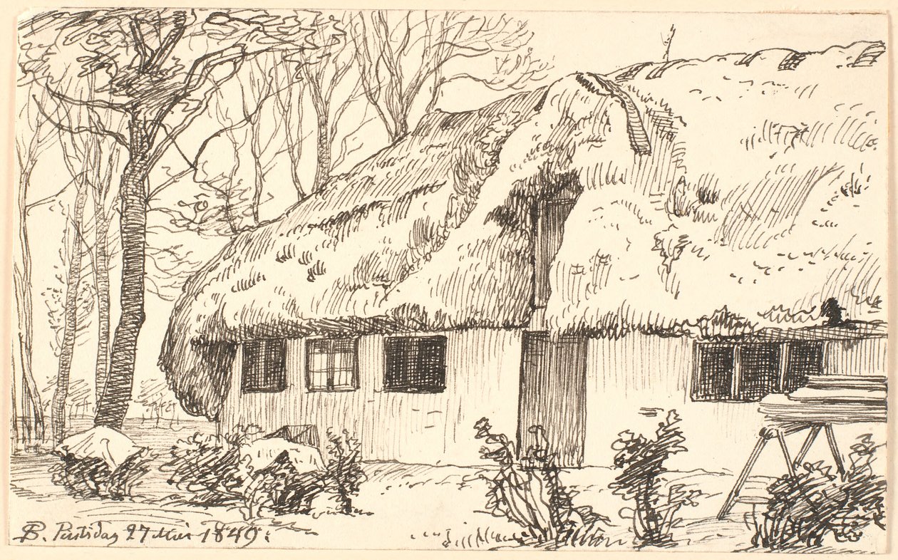 Maison de paysan couverte de chaume à Læsø - P.C. Skovgaard