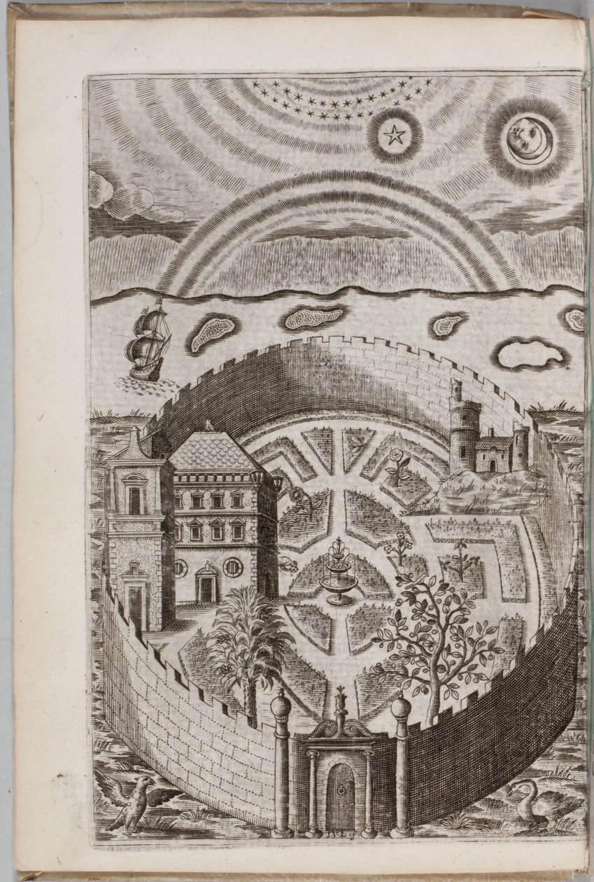 Illustration de "Partheneia Sacra : Ou Le Jardin Mystérieux et Délicieux des Parthenes Sacrés Symboliquement Exposé et Enrichi de Dispositifs et Emblèmes Pieux pour le Divertissement des Âmes Dévotes", par Henry Hawkins, 1633 - P. van Langeren