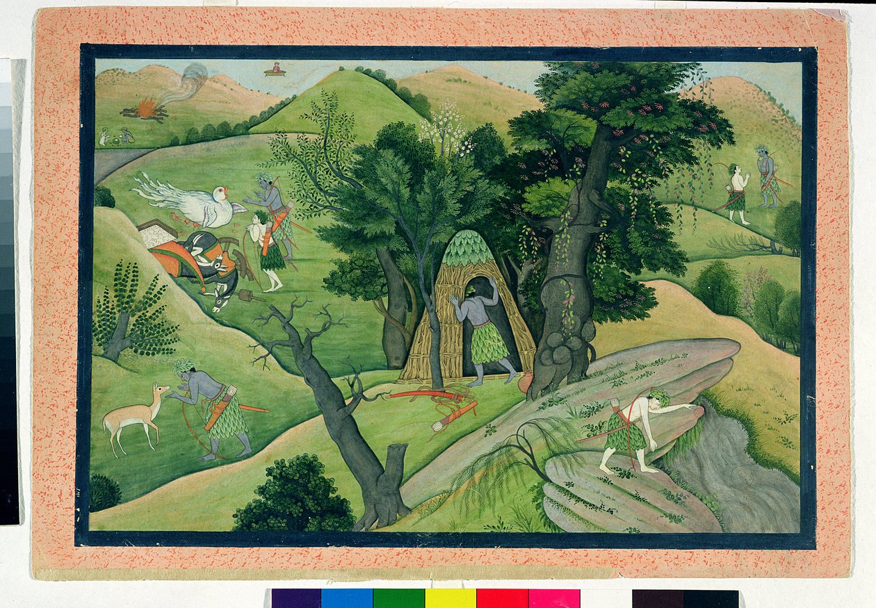 Rama et Lakshmana errant à la recherche de Sita, du Ramayana, Kangra, Himachal Pradesh, 1780 - Pahari School