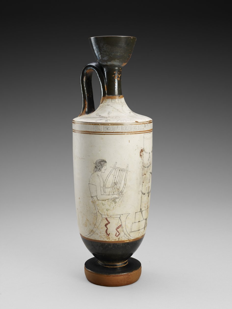 Lécythe à épaule avec peinture polychrome sur fond blanc de scène funéraire, 450-440 av. J.-C. - Painter Houston