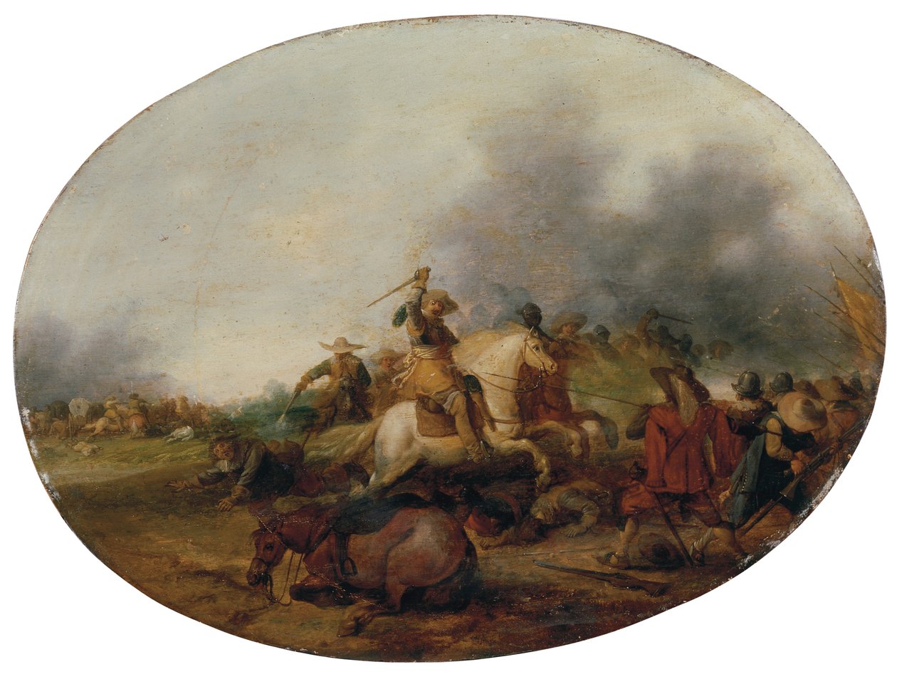 Escarmouche de cavalerie avec un cheval tombé, 1637 - Palamedes Palamedesz
