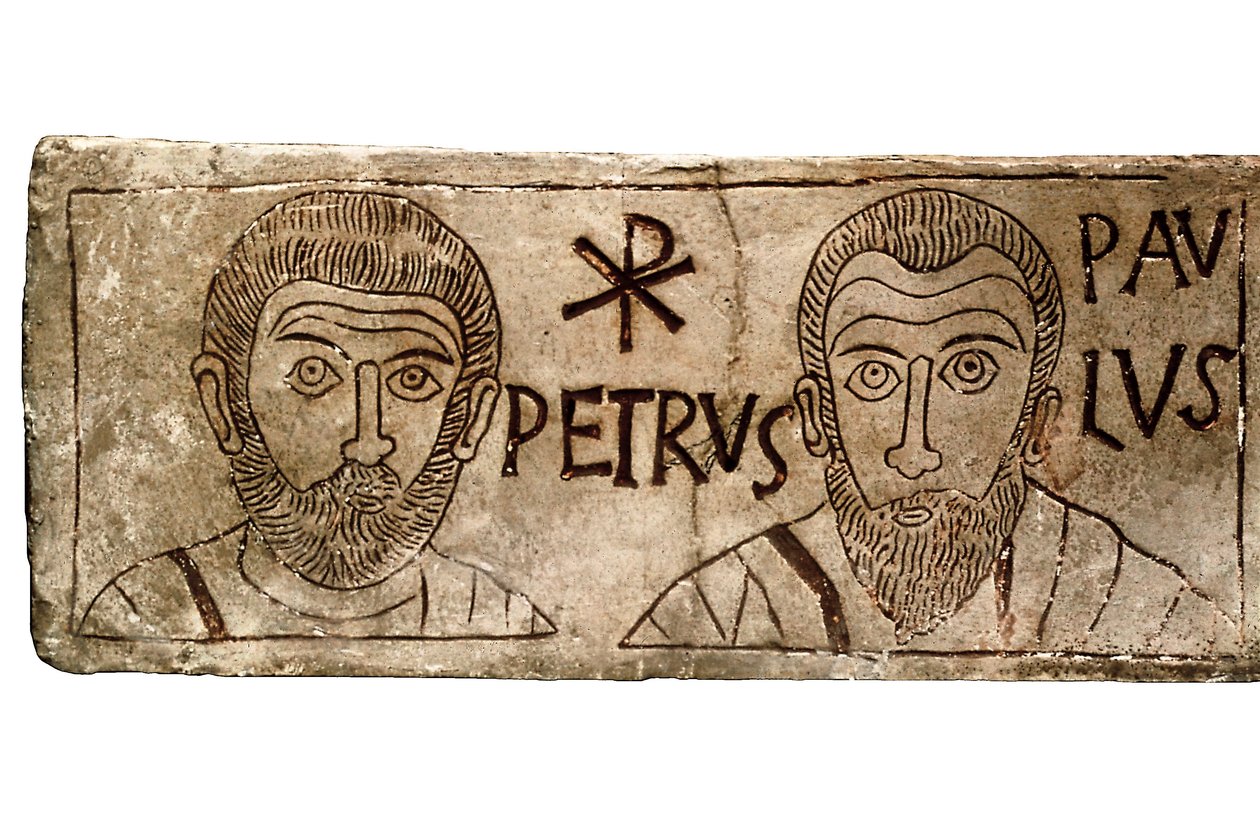 Sarcophage représentant les apôtres Pierre et Paul, civilisation paléochrétienne - Paleo Christian Paleo Christian