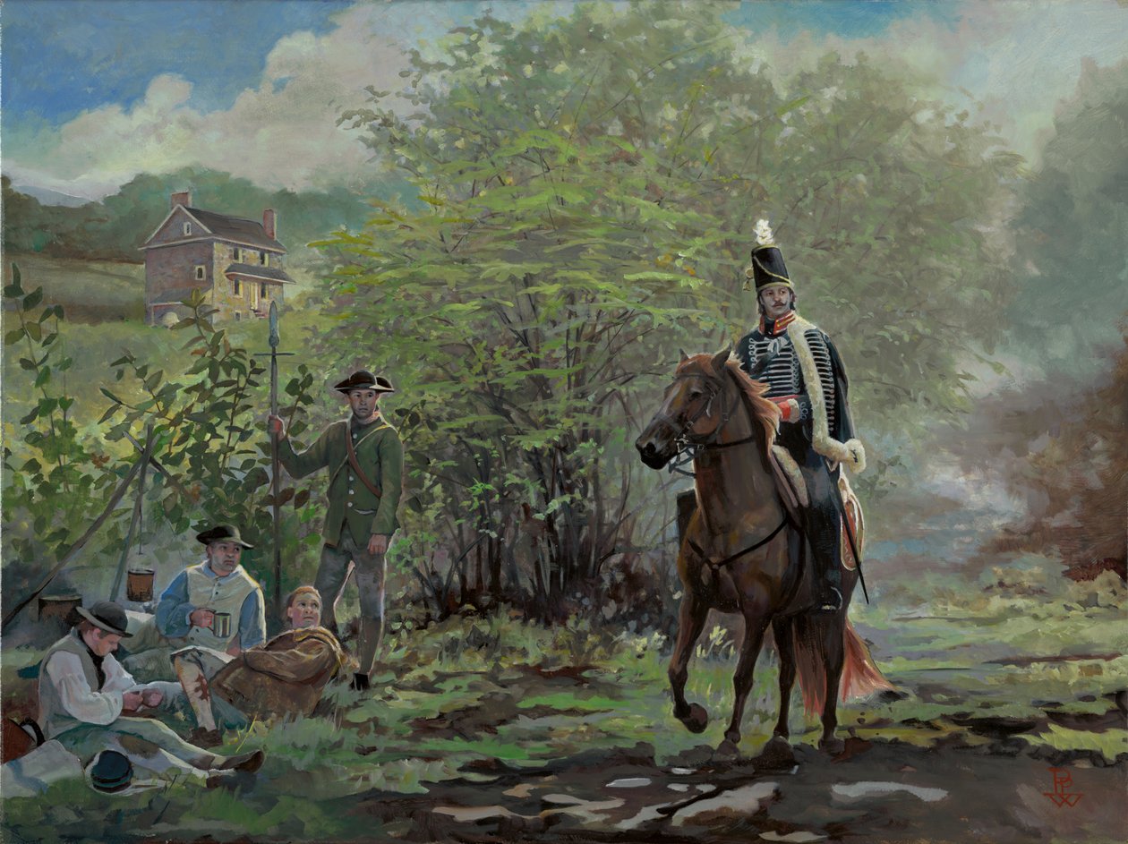 Pulaski à la bataille de Brandywine, 2018 (huile sur toile) - Pamela Patrick White