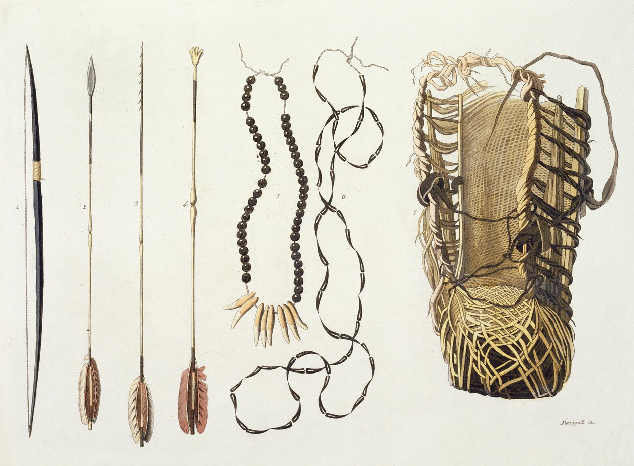 Armes, outils et bijoux des tribus Puri et Botocudos, région de Rio Grande, Paraguay et Brésil, de 