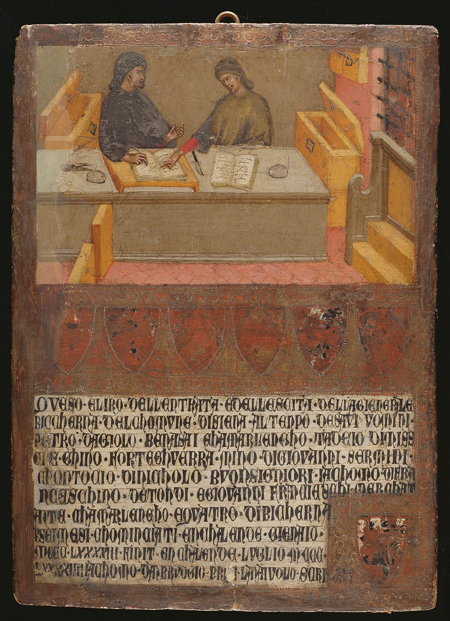 Directeur financier et scribe à leur bureau dans la Biccherna (bureau des recettes) - Paolo di Giovanni Fei