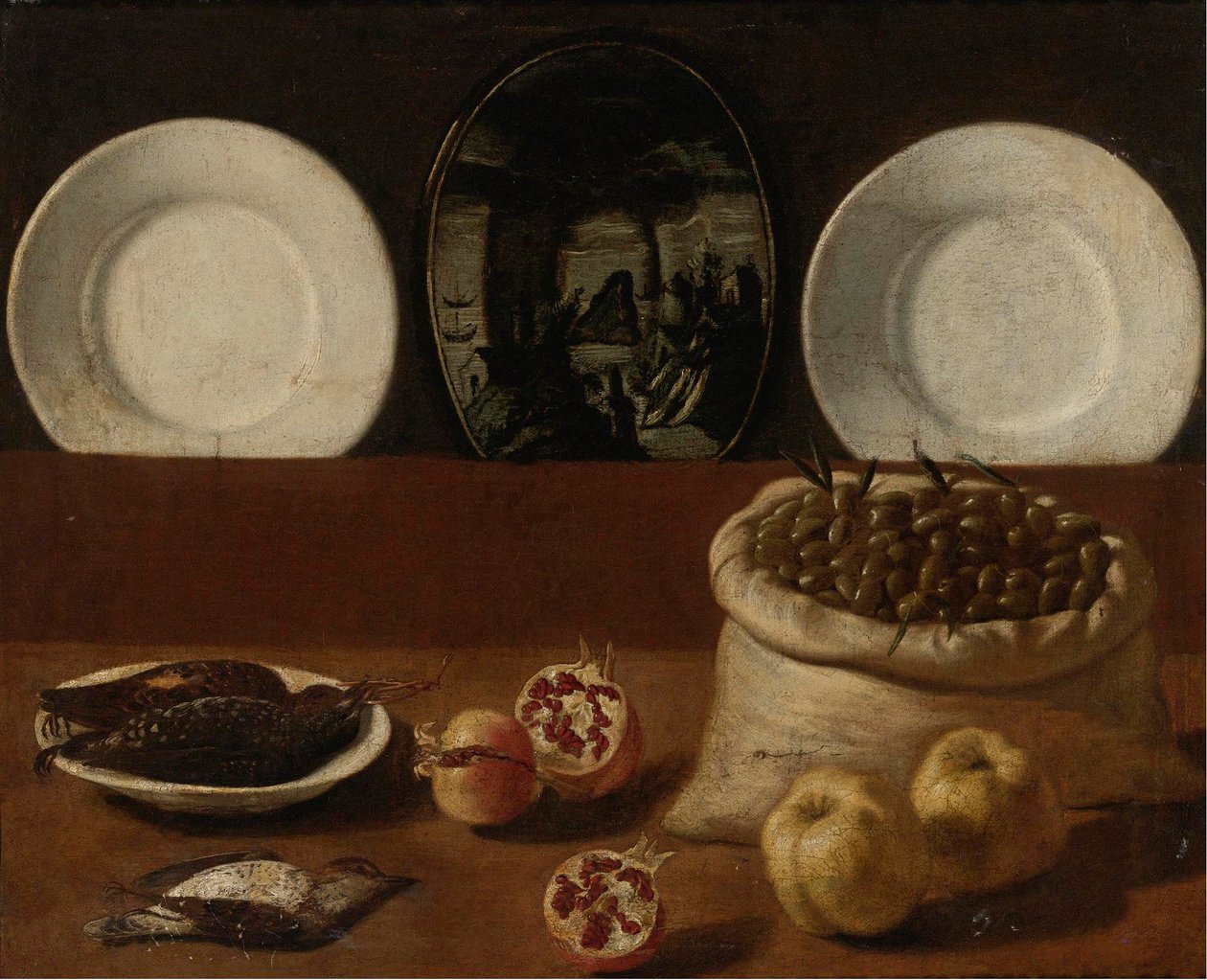 Nature morte aux assiettes, sac d